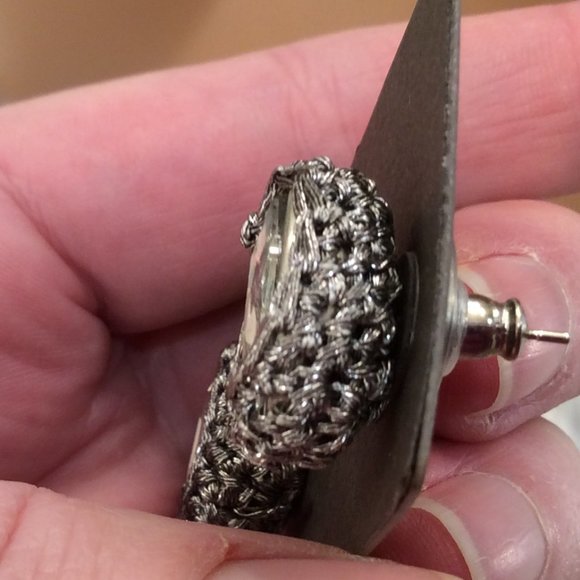 Chico silver & rhinestone large button / stud earrings. NWT - Picture 7 of 10